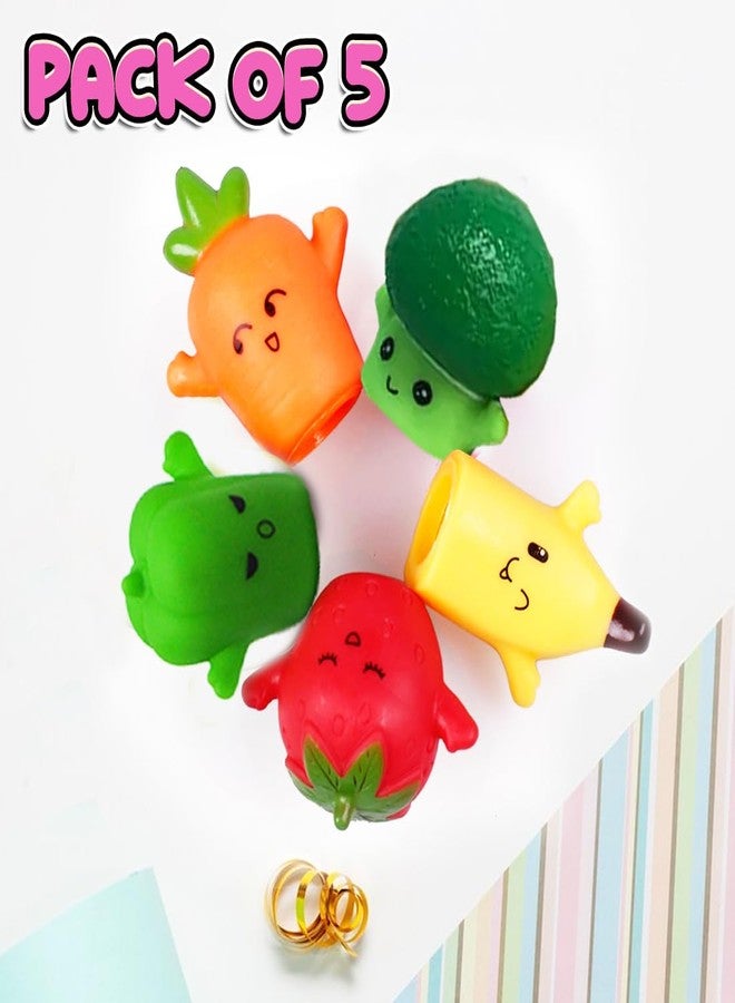 Wembley 5Pc Finger Puppets for Kids| Soft Squishy Toy Set| Easy to Slide Hand Puppets| Set Interactive Storytelling Role Play Fun for Boys, Girls and Toddlers (Fruits & Veggies) - Image 2